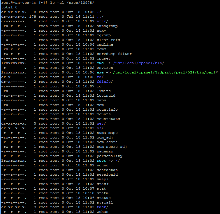 ls-al process id to find working directory